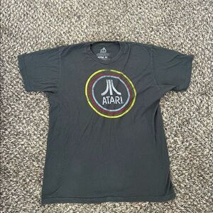 Atari grey tee shirt short sleeve size medium mens gaming tee video games i259